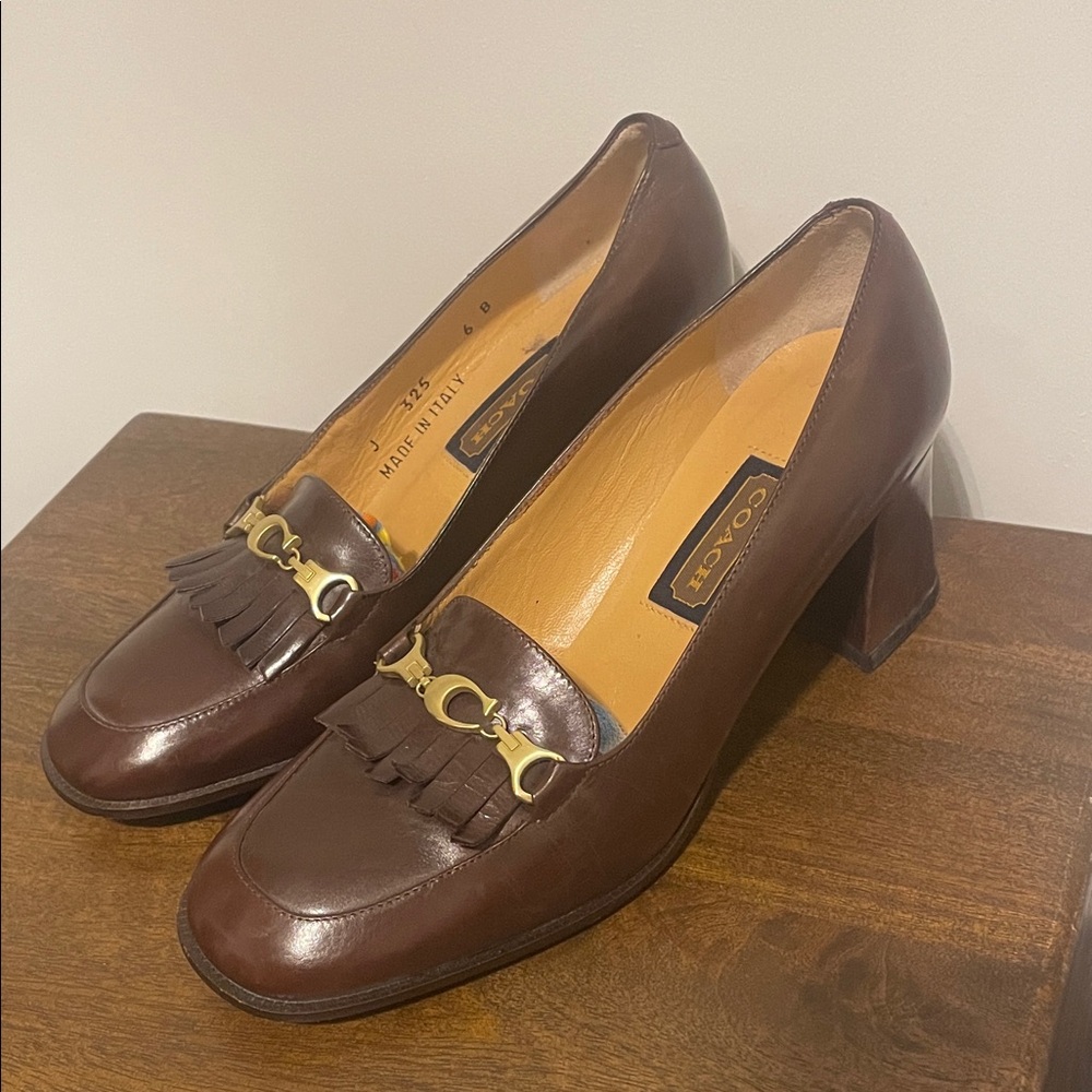 Coach Brown Leather Heeled Loafers